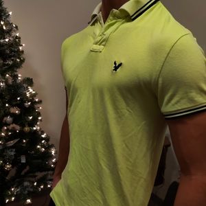 American Eagle bright green polo.